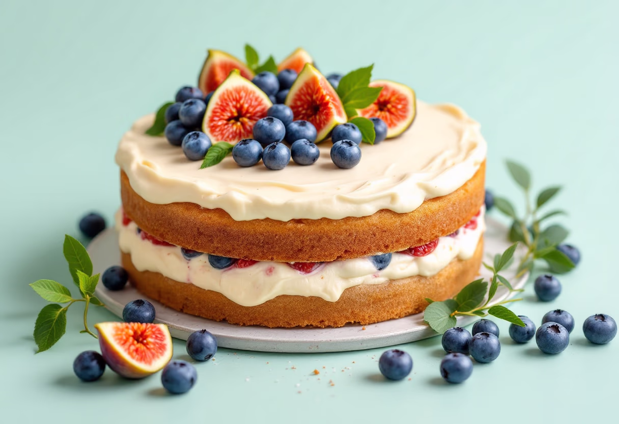image of an artisanal cake with fruits